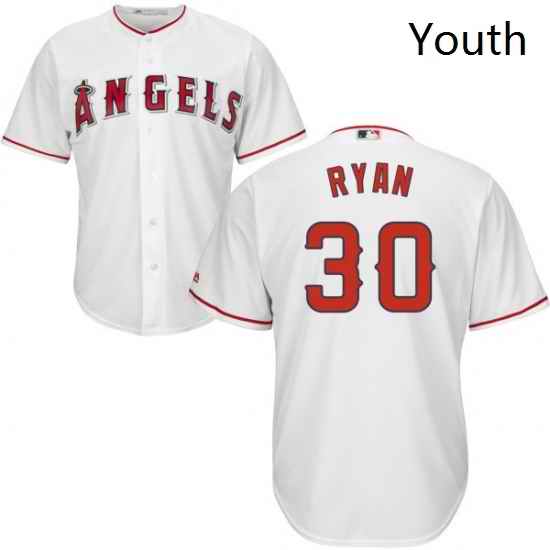 Youth Majestic Los Angeles Angels of Anaheim 30 Nolan Ryan Replica White Home Cool Base MLB Jersey